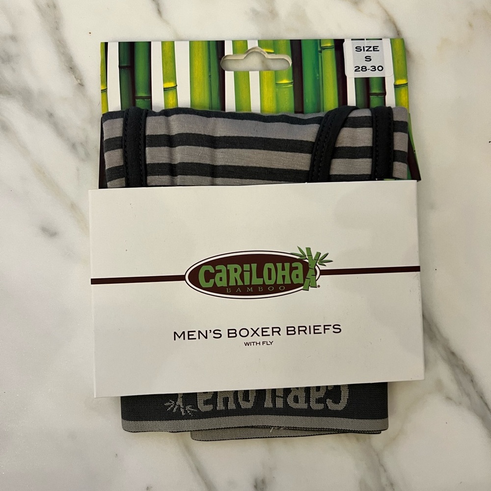 Cariloha Bamboo Boxer Briefs - Carbon Stripe NWT Sz Small - Picture 3 of 5